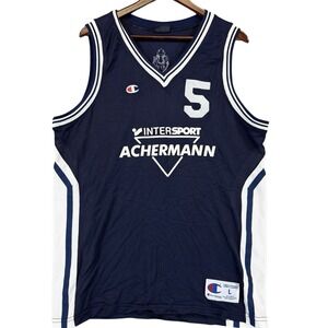 Champion USA Achermann #5 Jersey Authentic Athletic Intersport Blue Men's Large